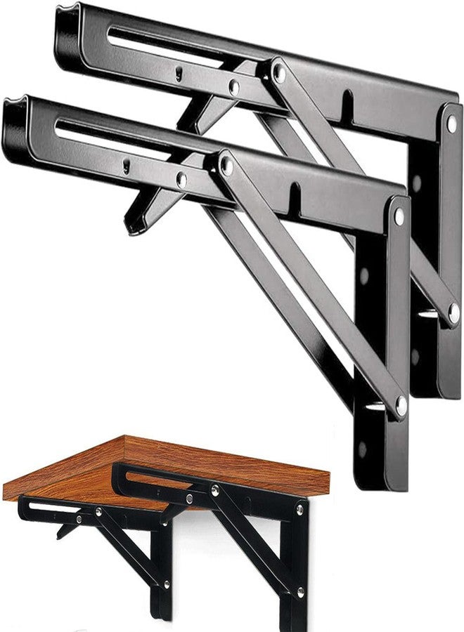 AMBOJIE Folding Shelf Brackets - 2 Pcs Heavy Duty Stainless Steel Collapsible Triangle Shelf Bracket, Space-Saving Collapsible Brackets for Bench, Table, Wall Mount (16Inch) - Image 1